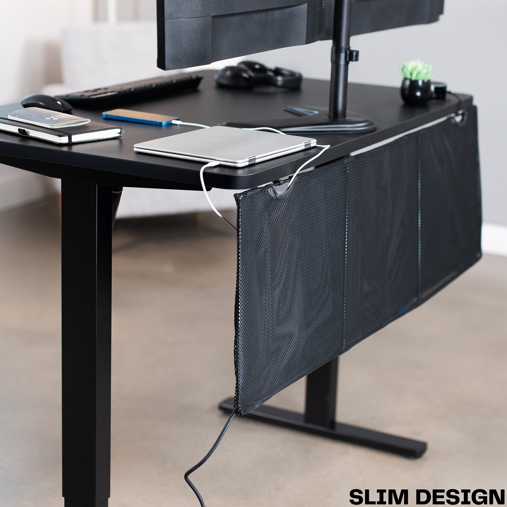 VIVO Black Under Desk Privacy & Cable Management Sleeve Panel 48" Kit