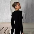 thumbnail image 7 of Women's Elegant Black White Patchwork Maxi Dress - Retro Long Sleeve Empire Waist Swing Evening Party Cocktail Dress, 7 of 7