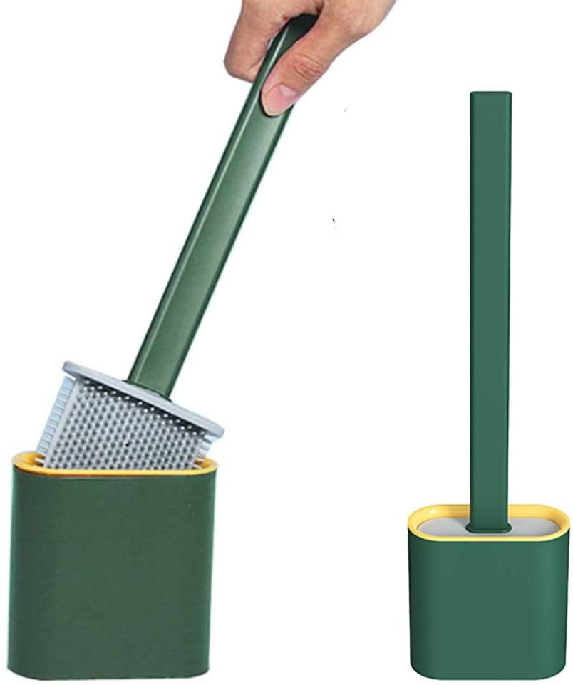 Coolmade Silicone Toilet Brush and Holder Set for Bathroom, Deep