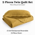 thumbnail image 3 of Ameha 3 Piece Quilt Set Chevron Embossed Bedspread Reversible Ultrasoft Microfiber Adult Bedding Ochre Color King, 3 of 9