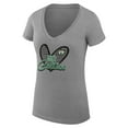 thumbnail image 2 of Women's G-III 4Her by Carl Banks Heather Gray Boston Celtics Super-Slim Fit Lightweight Leopard Heart V-Neck T-Shirt, 2 of 3