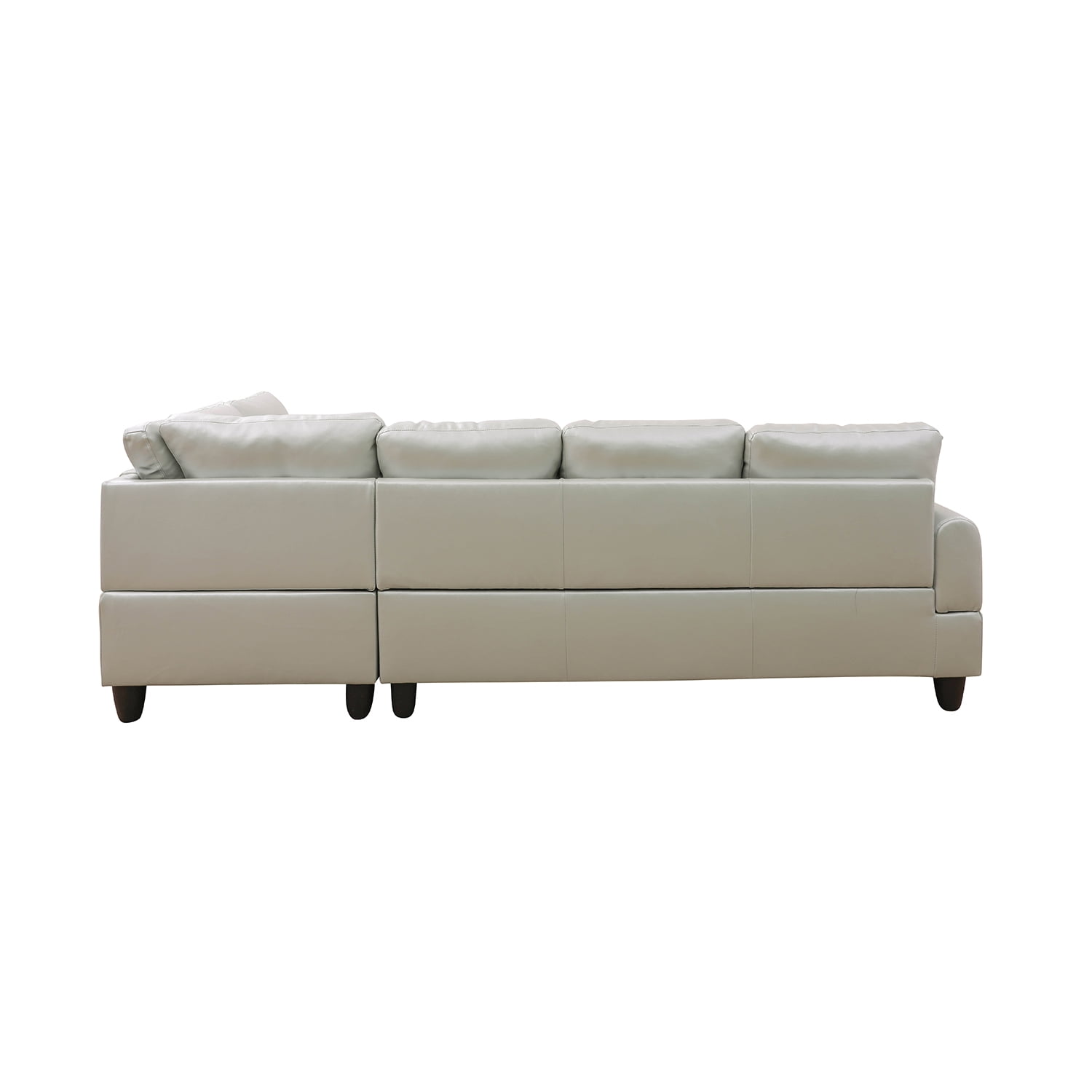 Hommoo Faux Leather 4-Seat Couch, 16'' Back Height L Shaped Sectional Couches and Sofas, Modern Living Room Furniture Sets Sectional Sofa Set, Silver Green(No Ottoman)