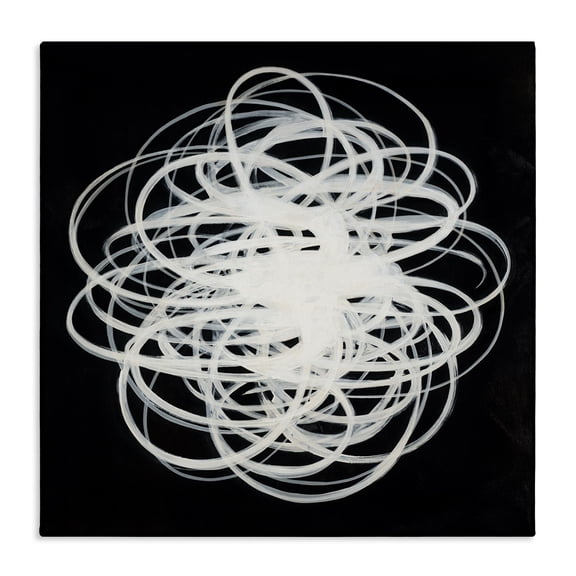 Stupell Industries Modern Chaotic Scribble on Black Canvas Art, 17 x 17, by KC Haxton