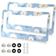 thumbnail image 2 of Coolnut Daisy Flower License Plate Frames 2pcs, Aluminum Universal Car License Plate Holder with Round Hole for US Vehicles, 12"x 6", 2 of 7