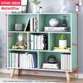 thumbnail image 3 of IOTXY Simple Bookcase with Legs - 3 Tier 7 Cubes Freestanding Low Display Cabinet, Mint Green, 3 of 8
