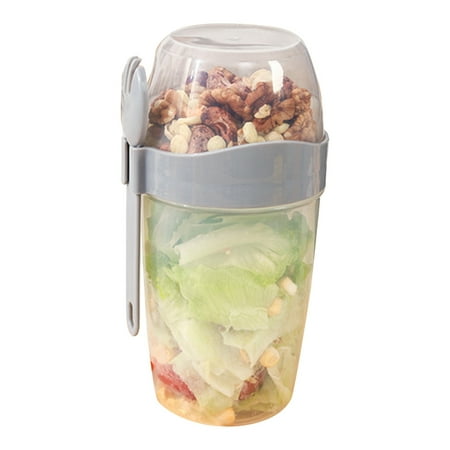 

CIYISON Spill Proof Salad Cup Set with Spoon Portable Double Layers Breakfast Salad Cups Oatmeal Cereal Nut Yogurt Salad Cup