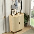 thumbnail image 6 of YOCWO Rattan Shoe Storage Cabinet with Doors, Shoe Closet with Iron Rattan Curved Surface, Beige, 6 of 8