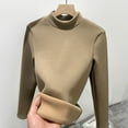 thumbnail image 3 of Giftesty Womens Sweatshirts Women's Solid Color Half High Collar Thick Wool Sweatshirt Winter Warm Underwear Round Neck Tops, 3 of 5