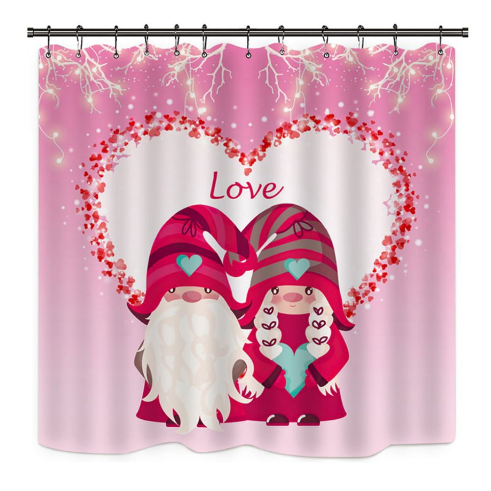 Valentines Shower Curtain for Bathroom,Waterproof Bath Curtain,Fabric