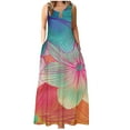 thumbnail image 2 of Fankiway Robe d'Été Sans Manches à Col Rond avec Poche Imprimée pour Femmes Grande Taille, 2 of 5