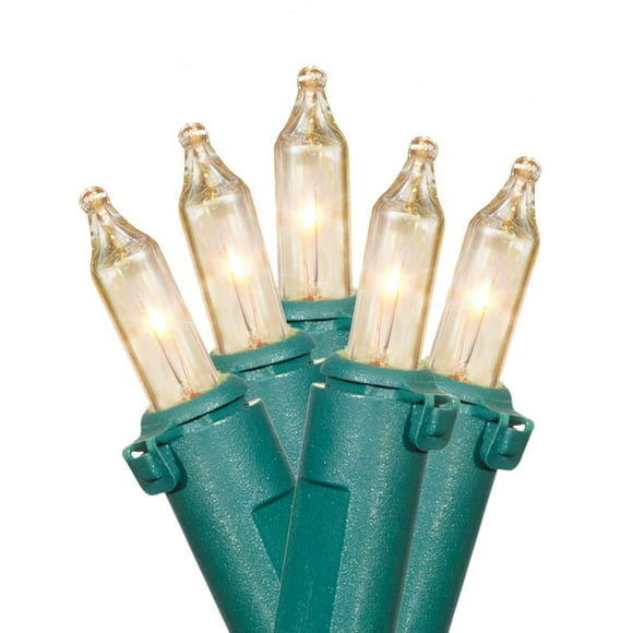 Holiday Time 100-Count Clear Incandescent Mini Christmas Lights, with Green Wire, 19.2'