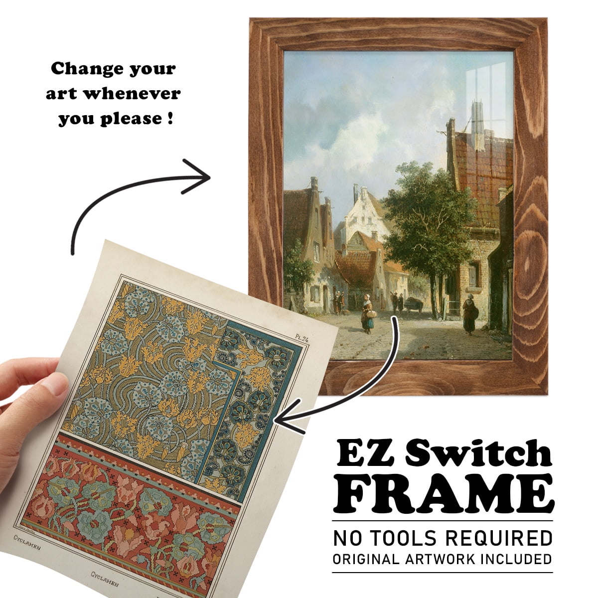 Nouveau Decorative I - Framed Print w/glass - Walnut