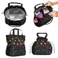 thumbnail image 2 of Black Christmas Ornament Pattern Drawstring Lunch Bag Women - Drawstring Lunch Bag Insulated for Work Office - Stain-Resistant Large Lunchbags for Women with Multi-Pockets, 2 of 6