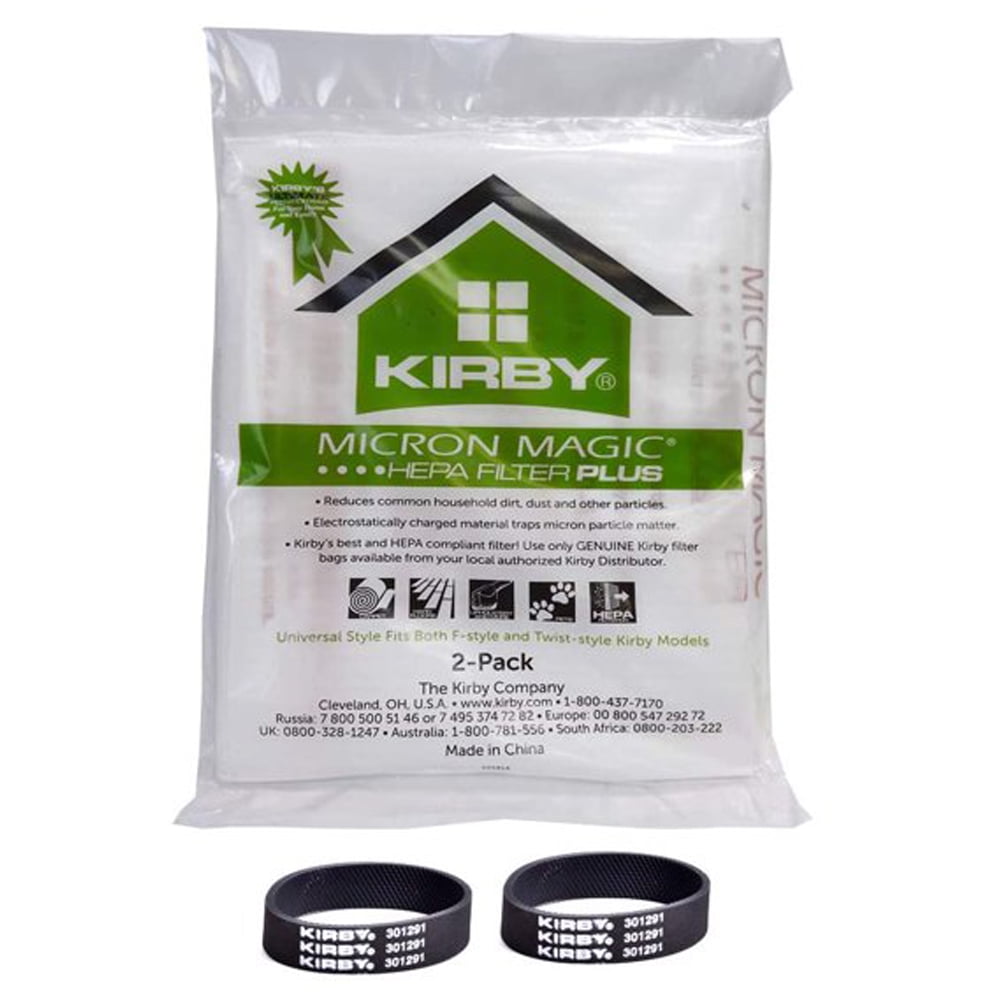 Kirby G4, G5, Gsix, Ultimate G, Ultimate G Diamond, Sentria, Sentria II Models Micron Magic Hepa Filter Plus 2 Bags with 2 Belts # 205814A & 301291S
