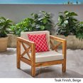 thumbnail image 3 of GDF Studio Indira Outdoor Acacia Wood Club Chair with Cushion, Teak Finish and Beige, 3 of 8