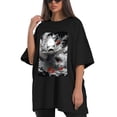 thumbnail image 4 of Plus Size Shirt for Women Black Tops for Women Oversized Short Sleeves Shirt for Women T Shirt Crewneck Shirt for Women XL, 4 of 5