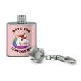 thumbnail image 2 of Save the Unicorns Rainbow Funny Humor Stainless Steel 1oz Mini Flask Key Chain, 2 of 4