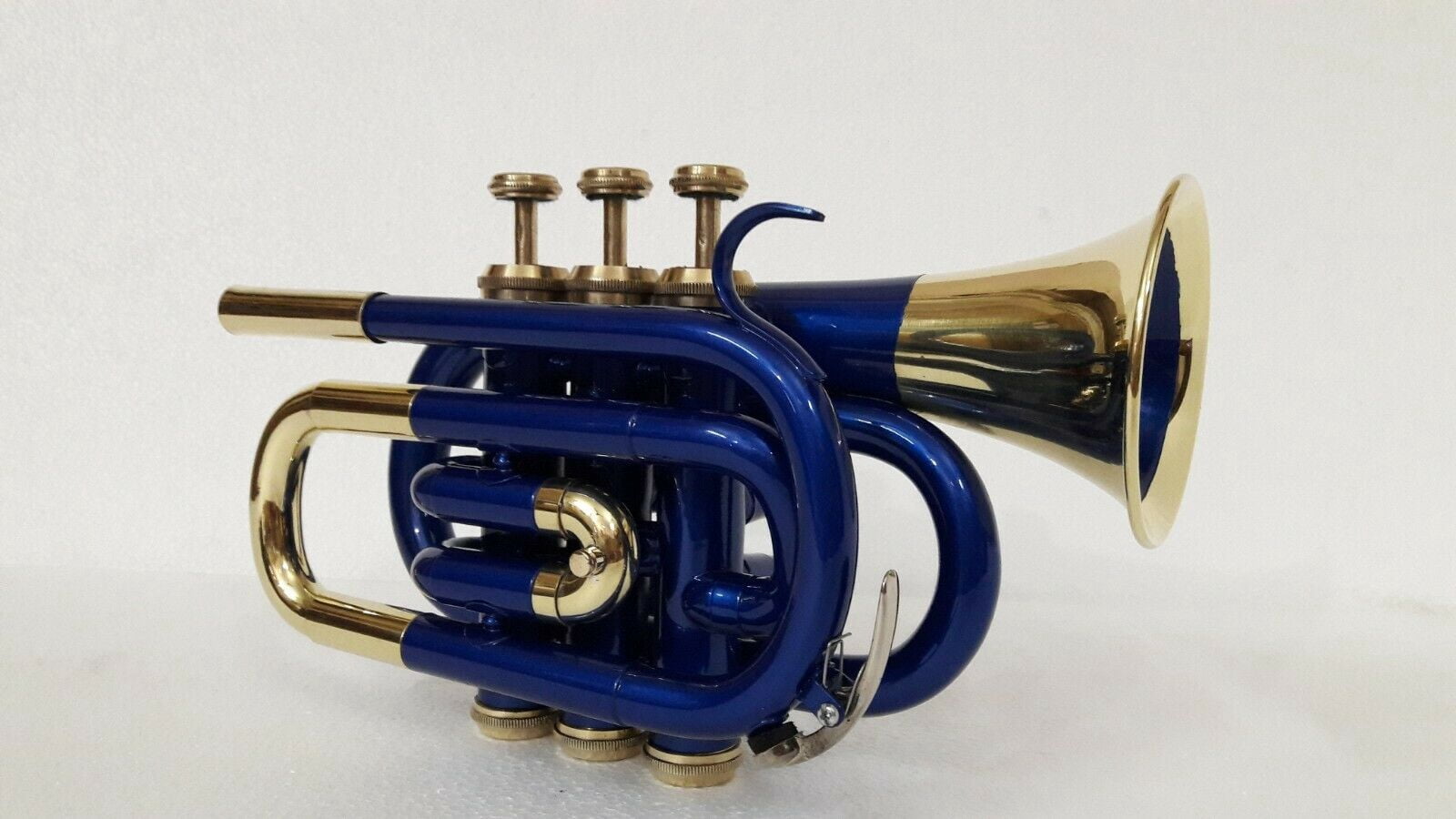 SAI MUSICAL POCKET TRUMPET Bb_PITCH BLUE BRASS WITH FREE HARD CASE + MP-78