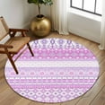 thumbnail image 3 of Round Area Rug 8 Ft, Purple Pink Boho Washable Non-Slip Circle Carpet for Living Room/Bedroom, Vintage Ethnic Tribe Abstract Art Collection Low-Profile Large Area Rugs for Indoor, 3 of 7
