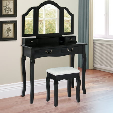 Best Choice Products Tri Mirror Vanity Table Set W Stool