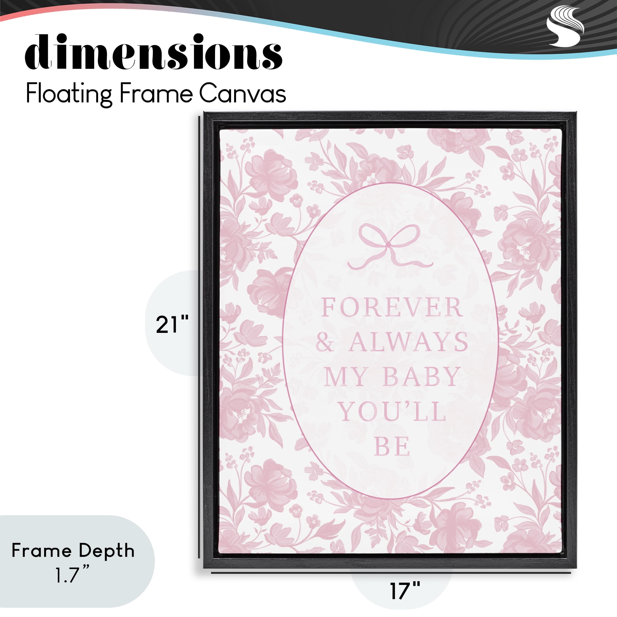 Stupell Industries Forever and Always Pink Florals Black Framed Floater Canvas Wall Art, design by Cherrywood Lane
