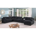 thumbnail image 6 of Pemberly Row Dark Gray Fabric Sectional Chaise Cupholders Charging Ports, 6 of 13