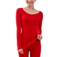 thumbnail image 1 of Qarigey Ropa interior térmica Amigable con la piel Buena elasticidad Camiseta femenina Traje Ropa de abrigo gruesa Ropa ligera de manga larga conjuntos de ropa Rojo, 1 of 6