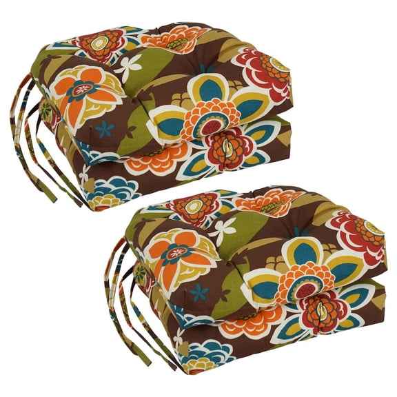 Blazing Needles 16-inch Polyester Patterned Outdoor U-shaped Chair Cushions (Set of 4)