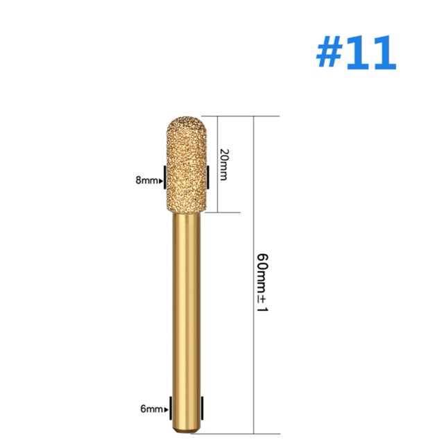 MYG 6mm Shank Vacuum Brazed Diamond Burr Head Grinding Rotary File For Stone Steel