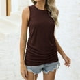 thumbnail image 6 of ZQGJB Plus Size Womens Ruched Tank Tops Loose Fit Crewneck Sleeveless Tops Dressy Casual Solid Color Basic Summer T-Shirts for Women 2024 Brown XL, 6 of 9