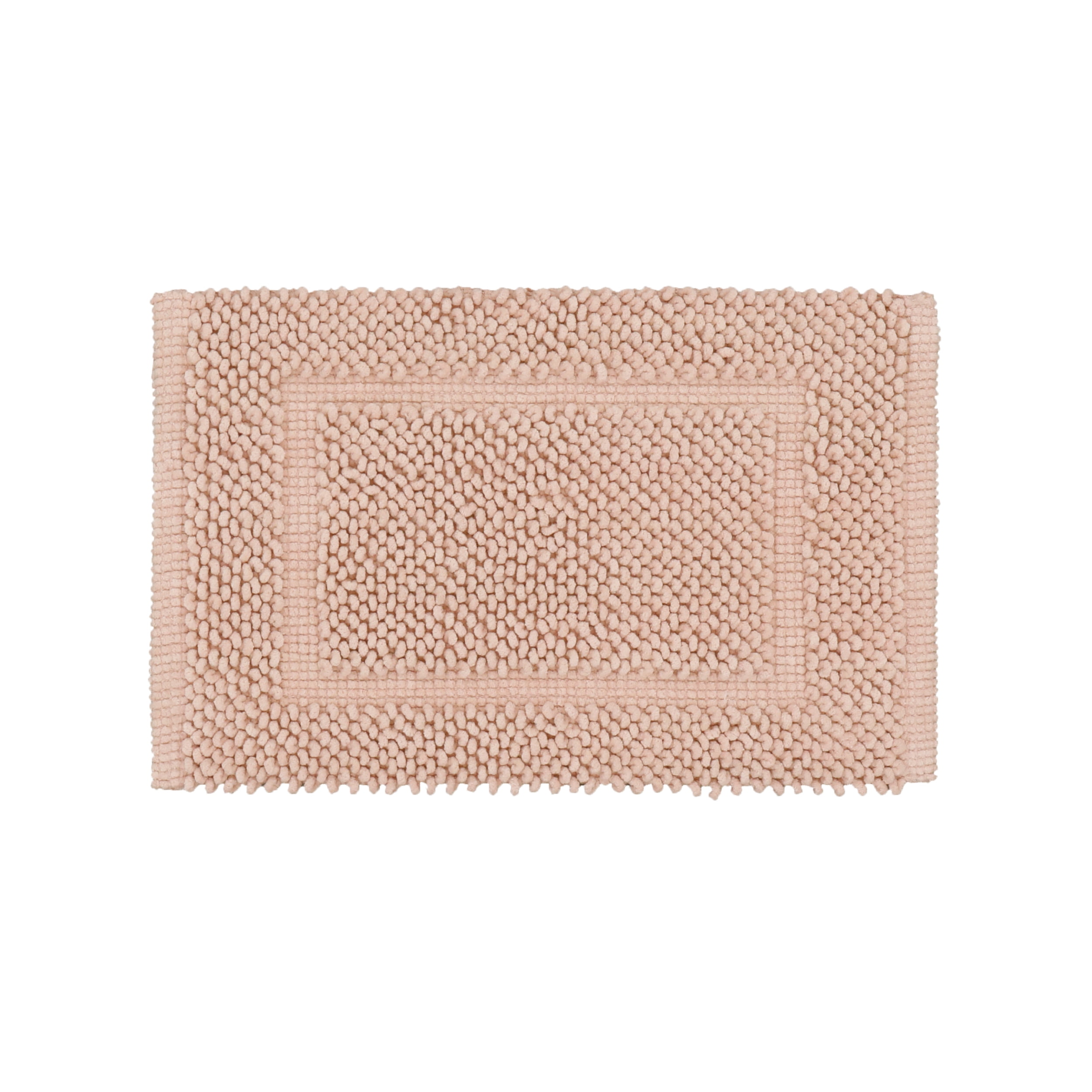 Jean Pierre New York Sophie Border 100% Cotton Bath Mat - Non-Slip Bath Rug - Pink Dusty Rose - 17" x 24"