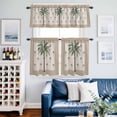 thumbnail image 2 of Palm Trees Kitchen Curtains Sets for Windows 36 Inch Length, Brown Tropical Plants Summer Green Rod Pocket Window Treatments Tier Curtains and Valances Set for Bedroom/Bathroom, 2 of 8