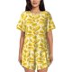 thumbnail image 1 of Fotbe Ears Of Corn Conjunto de Pijama Estampado para Mujer, 2 Piezas, Ropa de Dormir con Camiseta de Manga Corta y Shorts Suaves-Large, 1 of 6