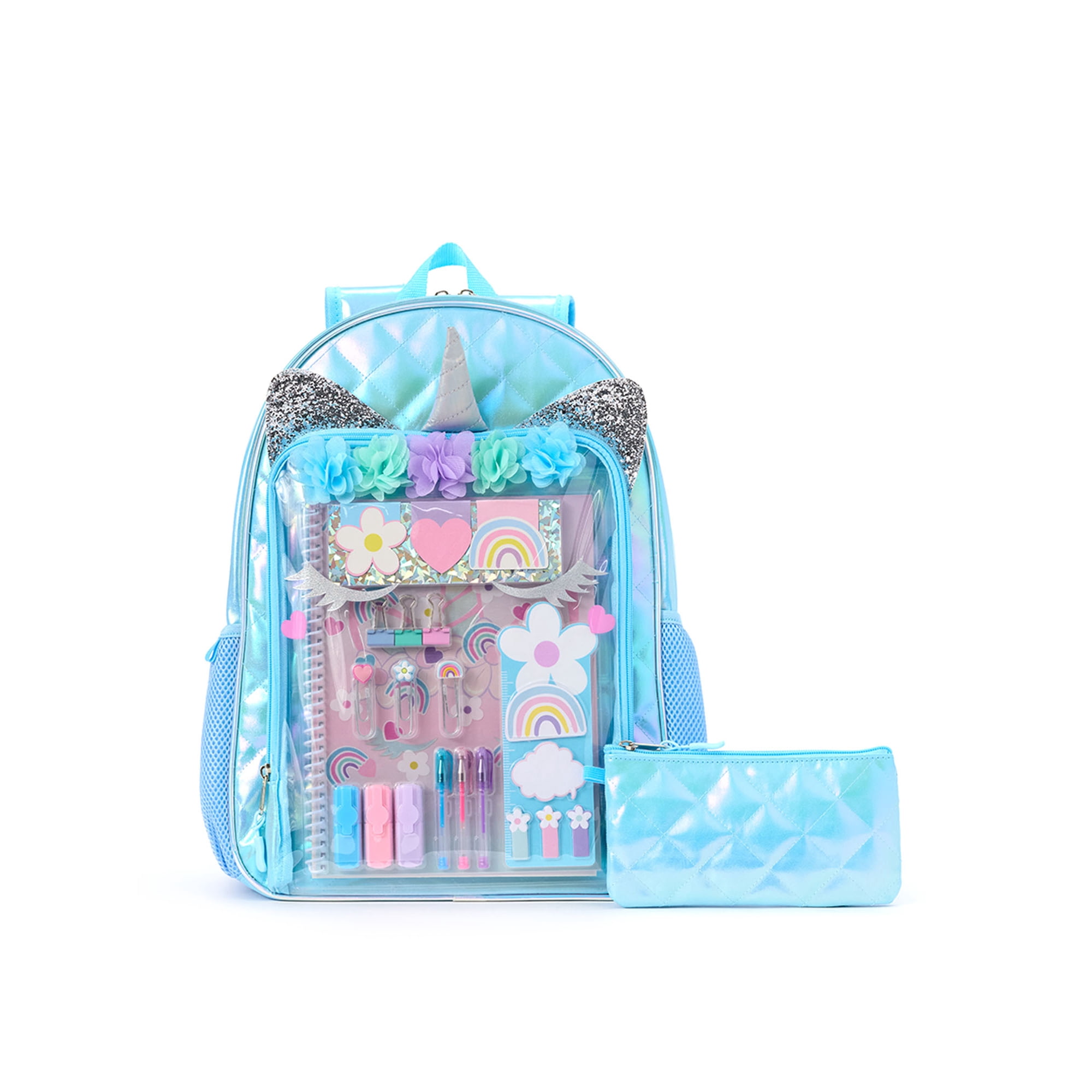 Schoolyard Vibes 17" Kids Unicorn Backpack with Stationary Set