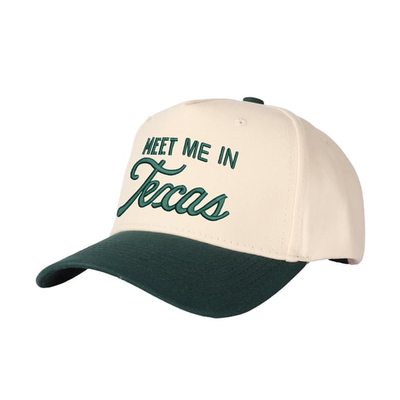 MEET ME IN Texas Letter Embroidered Color Block Trucker Hat Unisex Adjustable Cotton Breathable Fashion Cap for Travel Daily Wear