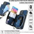 thumbnail image 3 of Phone Case for iPhone 14 Plus 6.7 inch Zipper Wallet Cover with Credit Card Holder Slot Shoulder Crossbody Strap Cell i-Phone 14+ iPhone14Plus 5G i i14 + iPhone14 14Plus Women Girls Men Blue, 3 of 7