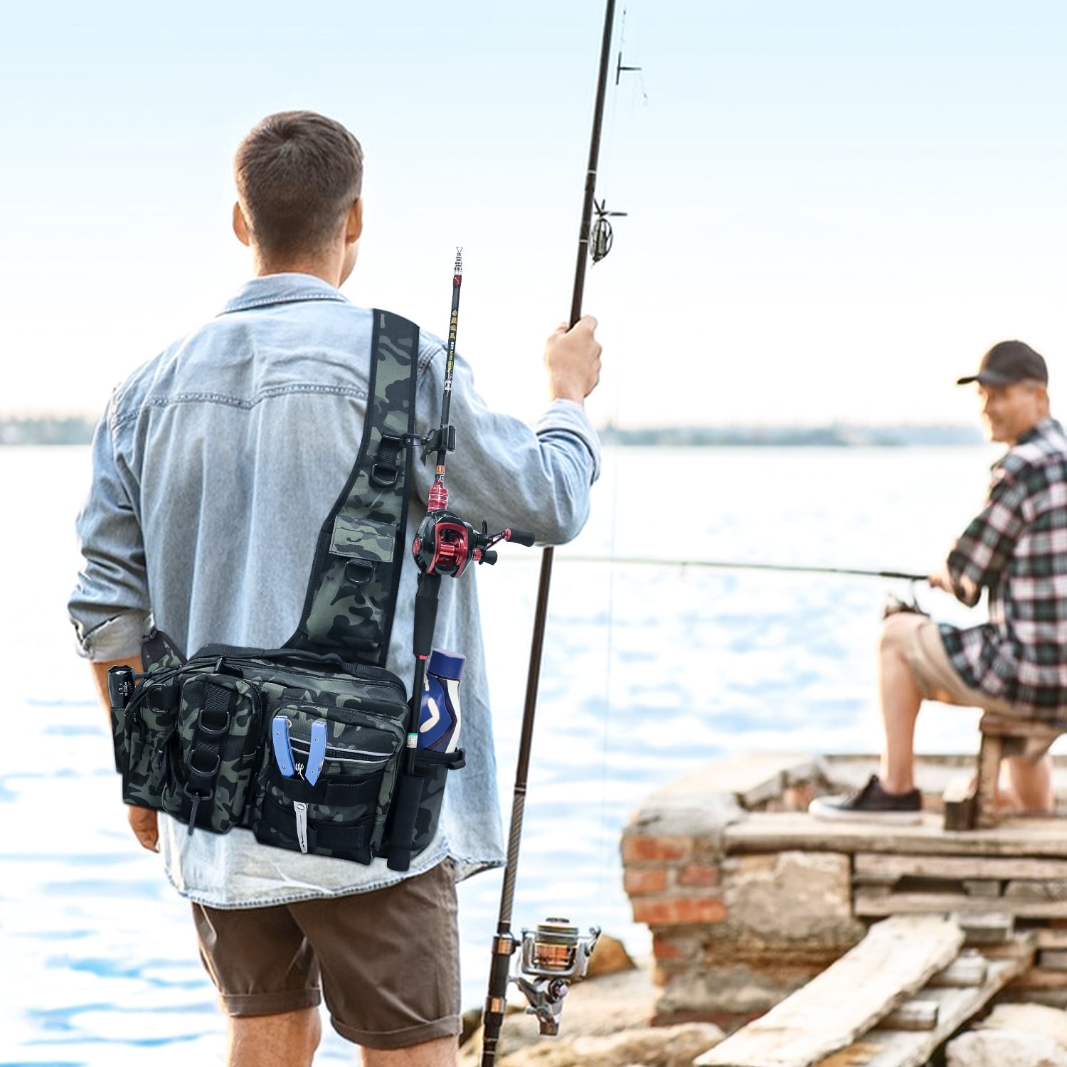 AGOPLEE Fishing Bag Cross Body Sling, Fishing tackle Backpack Unisex Fishing Tackle Bag and Boxes