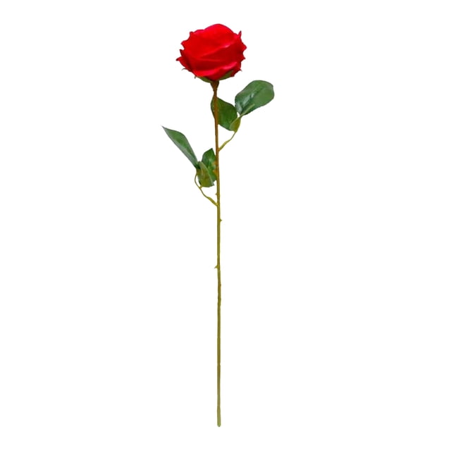 Flor de rosa artificial con hojas verdes, rama de flor de seda falsa realista, decoración para el hogar, la oficina, la boda, la fiesta, centro de mesa