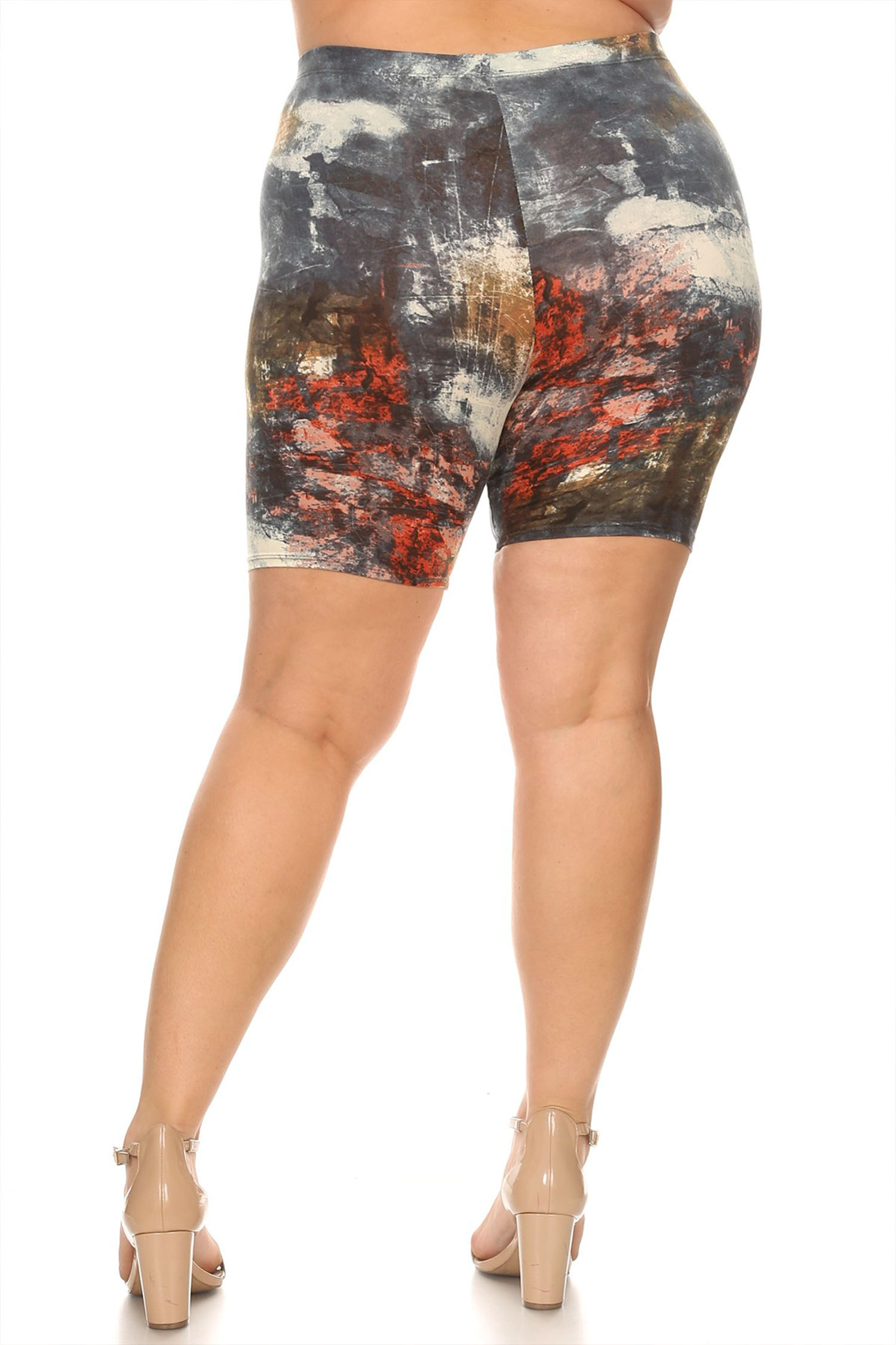 Women's Plus Size Workout High Waist Stretch Active Yoga Print Basic Biker Shorts Pants - image 3 of 4