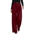 thumbnail image 1 of Gpoecd Pantalon Fluide pour Femmes, Pantalon Décontracté à Jambe Grand, Taille Haute, Pantalon Fluide, Coupe Ajustée, Jambe Droite, Confortable, Pantalon de Bureau pour Femmes, Rouge, P, 1 of 4