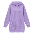thumbnail image 5 of Hxshgdsn Women's Sweatshirt Dress With Pockets, Hooded Pullover Tunic Dress, Solid Color Casual Comfortable Outfit（Purple/S), 5 of 6