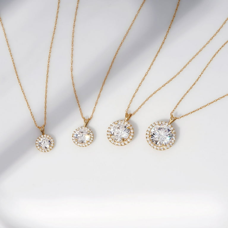 14K Gold Plated Necklace For Women - Cubic Zirconia Pendant, Adjustable Chain, Dainty Gold Jewelry Gift