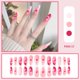 thumbnail image 1 of Uñas postizas, uñas postizas, regalos para mujeres que usan uñas al por mayor, uñas largas trapezoidales ruborizadas, cadena de tablero de ajedrez, camelia, manicura de uñas para usar., 1 of 2