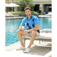 thumbnail image 5 of HAPPY BAY Men's Hawaiian Shirts Short Sleeve Button Down Shirt Men's Casual Shirts Vacation Tropical Beach Summer Party Shirts for Men Funny L Island View, Blue, 5 of 7