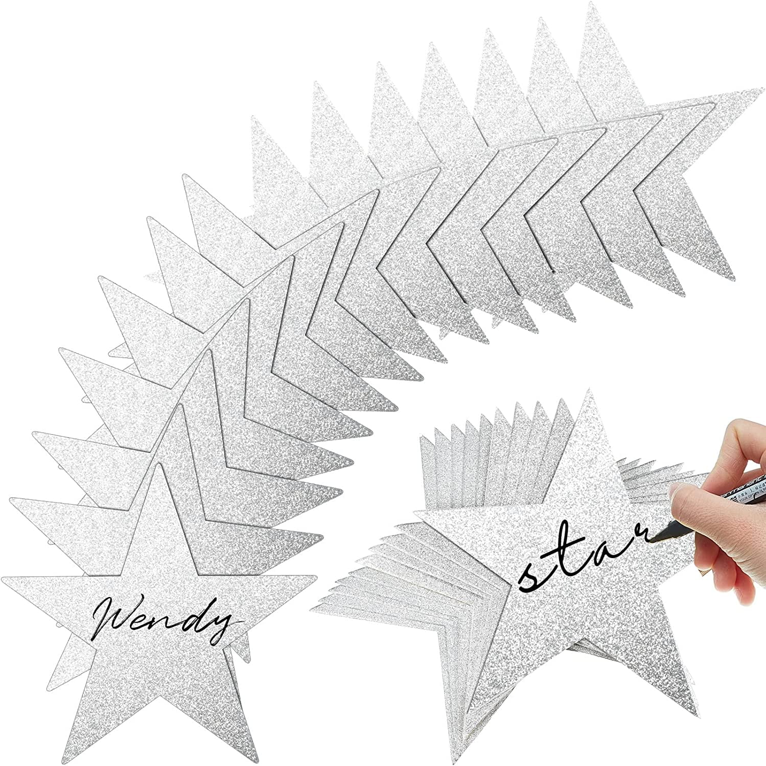 40 Pieces Stars Cutouts Double Printed Paper Star Decorations Glitter