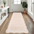 thumbnail image 6 of Towallmark 2x6 Washable Area Rug, Ultra Soft Low Pile Non-Slip Carpet, Modern Scalloped Print Floor Mat for Living Room Bedroom Home Decor, Natural Ivory, 6 of 8