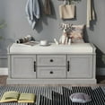 thumbnail image 2 of Bellemave Entry Storage Bench with Cushion, Shoe Bench with 2 Drawers and 2 Cabinets, Wooden Organizer Storage Bench for Entry/Bedroom/Closet/ Living Room/Hallway（Gray Wash）, 2 of 8