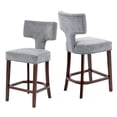 thumbnail image 3 of Hassch Set of 2 Counter Height Bar Stools, Mid Century Modern Linen Upholstered Accent Chairs with Solid Wood Legs & Nailhead Trim for Kitchen Island, Dining Room, Pub (Gray), 3 of 10