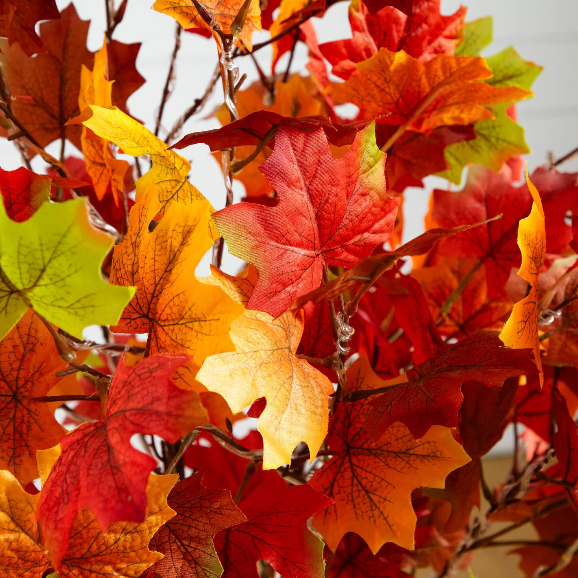Nearly Natural Pre-Lit Autumn Maple Artificial Fall Harvest Tree - 4' - Warm White LED Lights