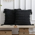 thumbnail image 1 of ZECATL Black Throw Pillow Covers: 2 Pack 16x16 Inch Boho Striped Cotton Linen Rectangular Decorative Pillow Cases with Tassels for Farmhouse Couch Sofa Chair, 1 of 7